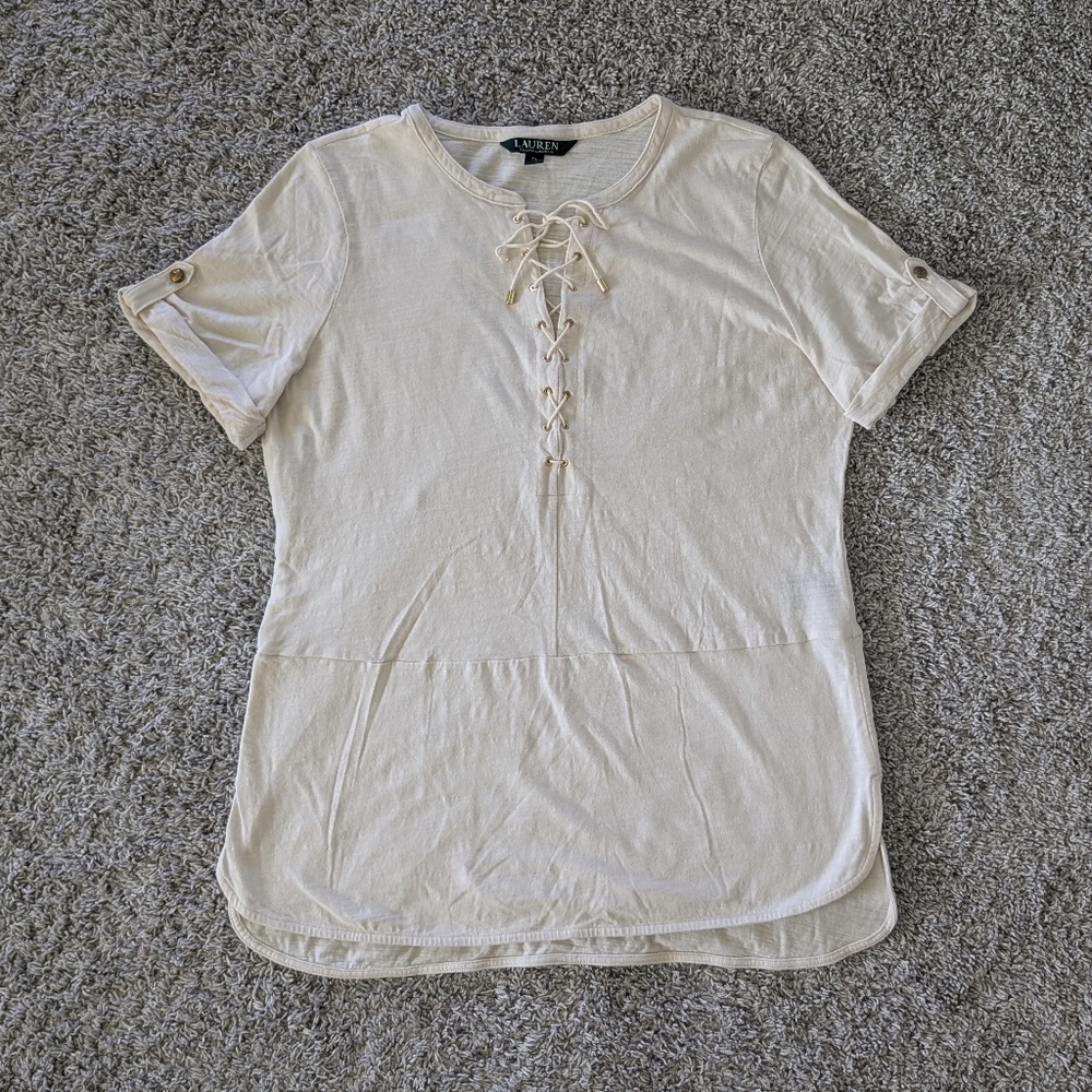 LAUREN Ralph Lauren Women's Top Tie Front